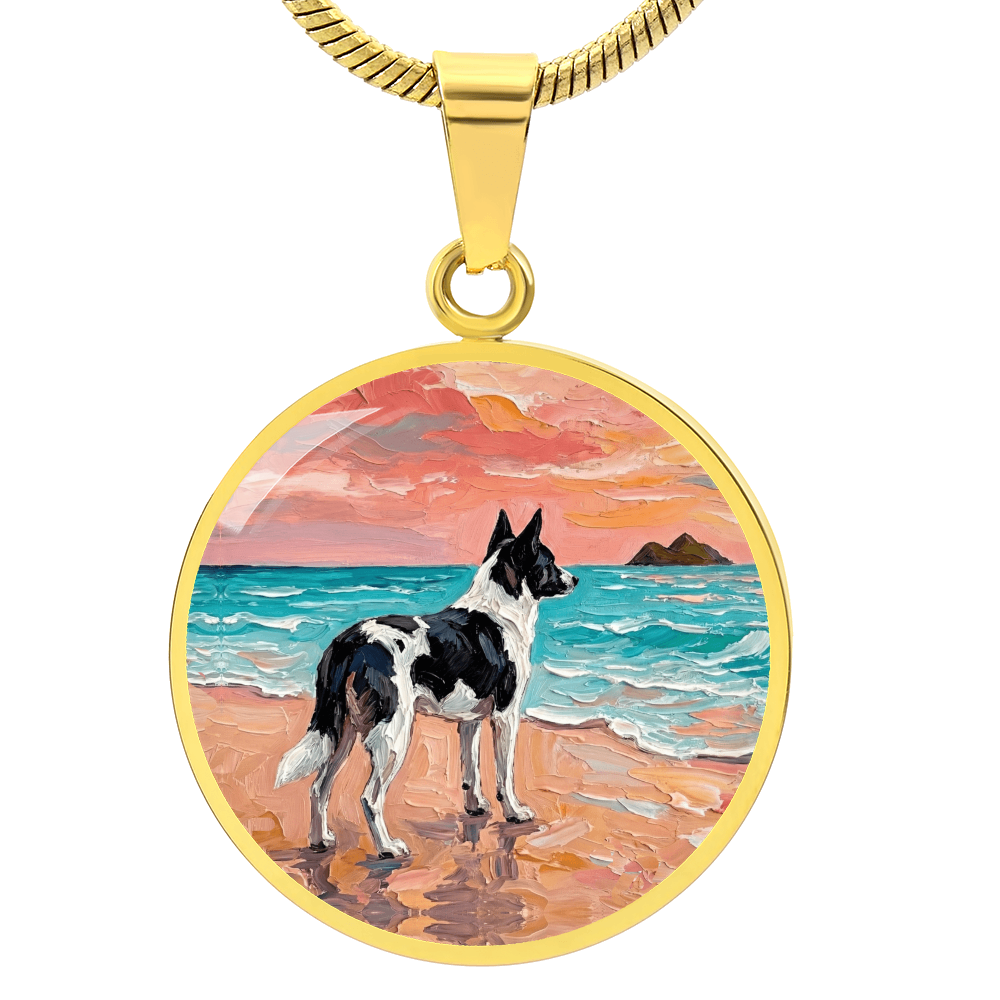 Beach Day - Canaan Dog Round Necklace