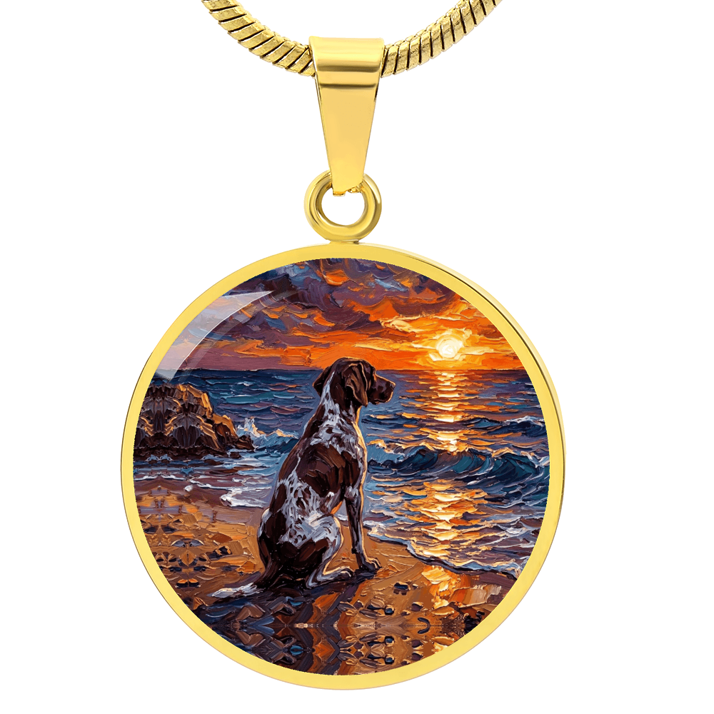 Beach Day - German Pointer Round Necklace