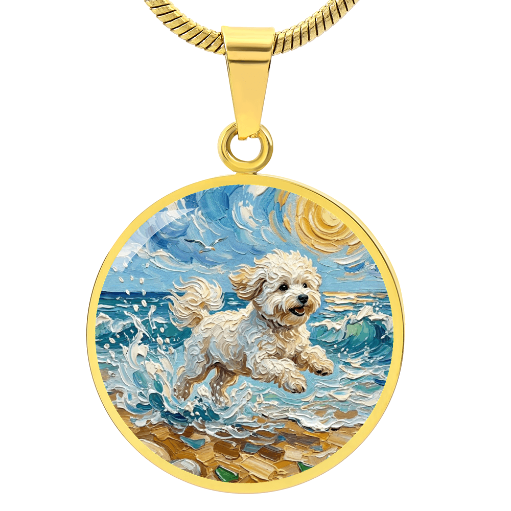 Beach Day - Bichon Frise 2 Round Necklace