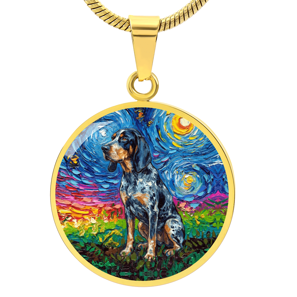 Blue Tick Coonhound Starry Night Round Necklace