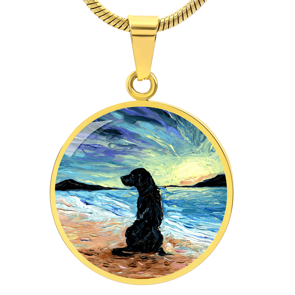 Beach Days - Black Labrador Round Necklace