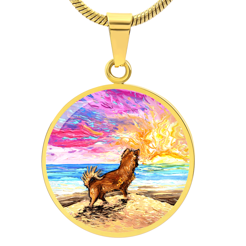 Beach Days - Chihuahua Starry Night Round Necklace