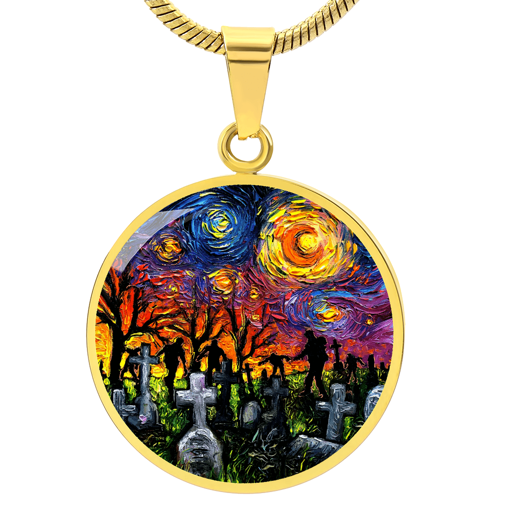 Starry Night of the Living Dead Round Necklace