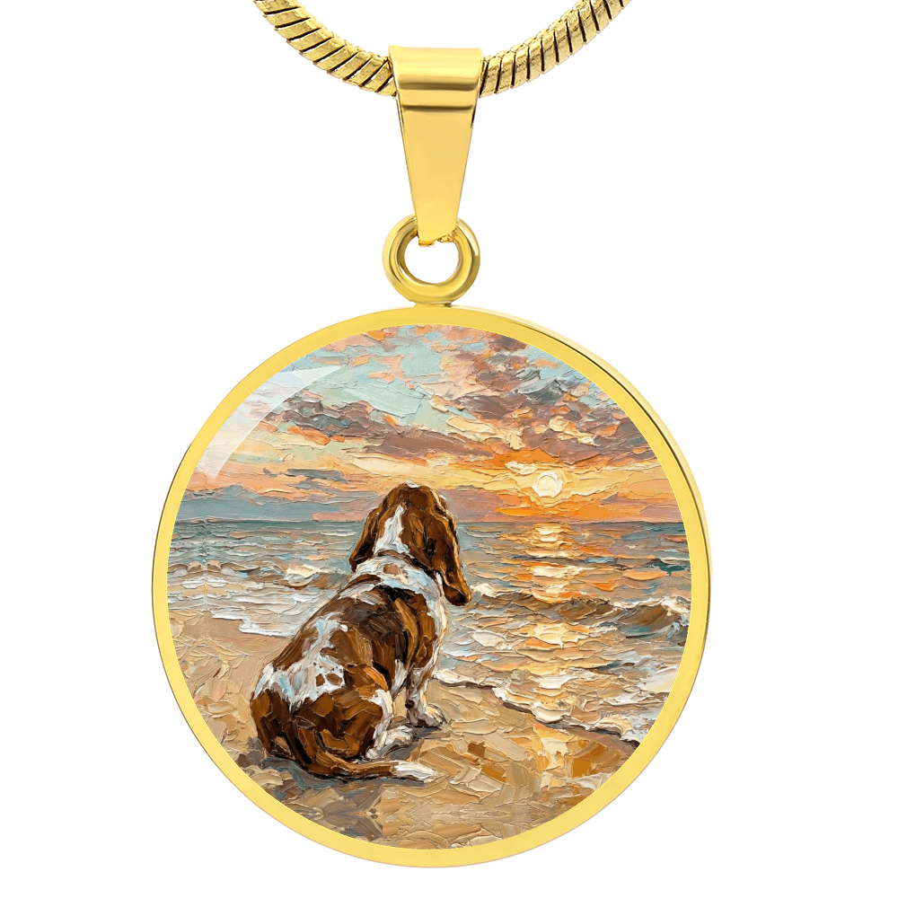 Beach Days - Basset Hound Round Necklace