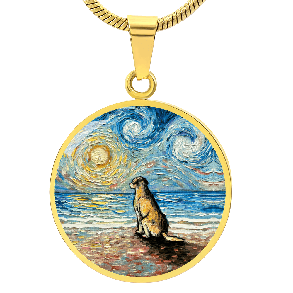 Beach Days - Yellow Labrador Starry Night Round Necklace