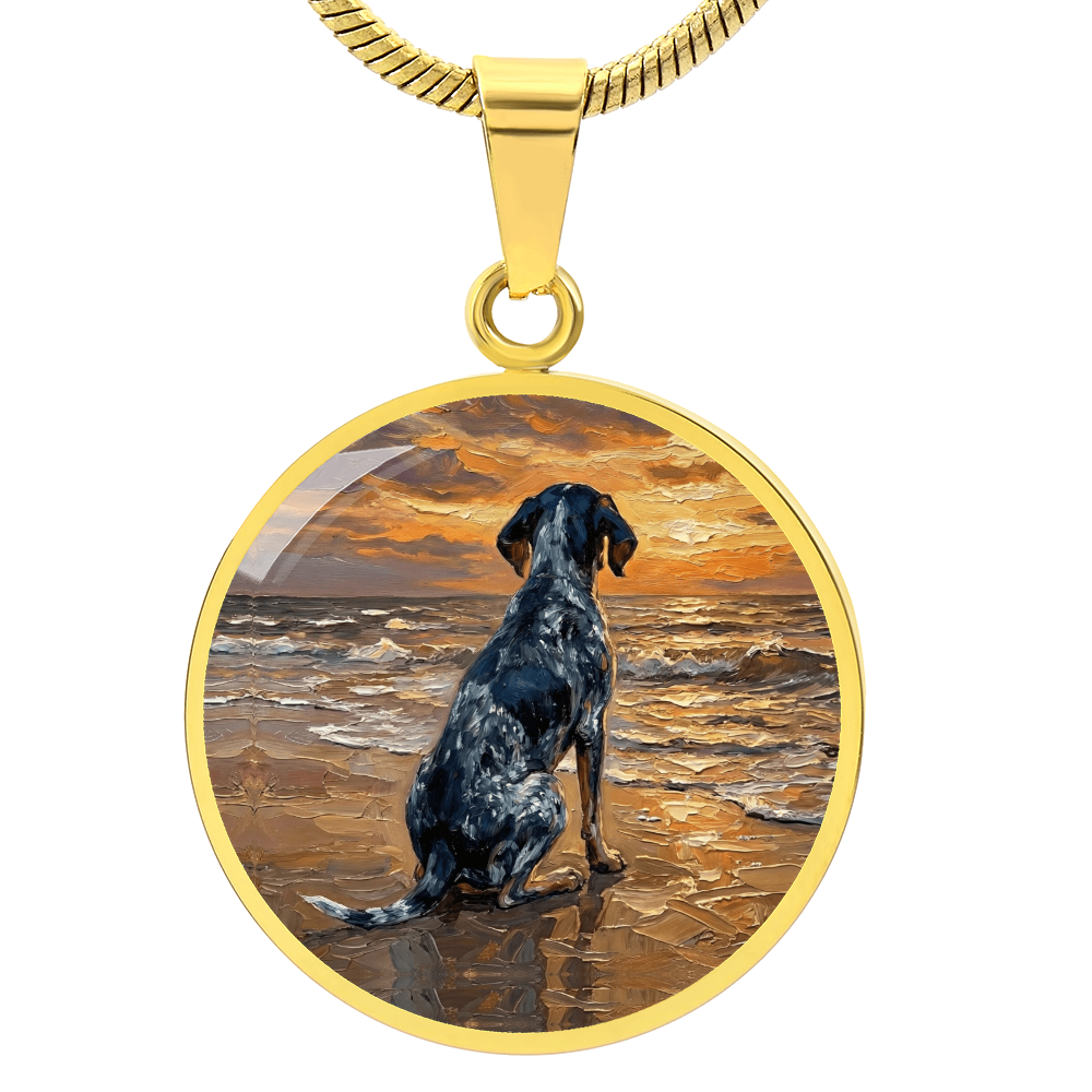 Beach Days - Blue Tick Coonhound Round Necklace