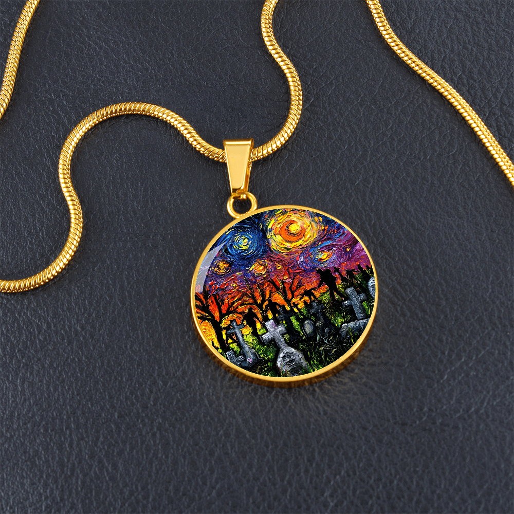 Starry Night of the Living Dead Round Necklace