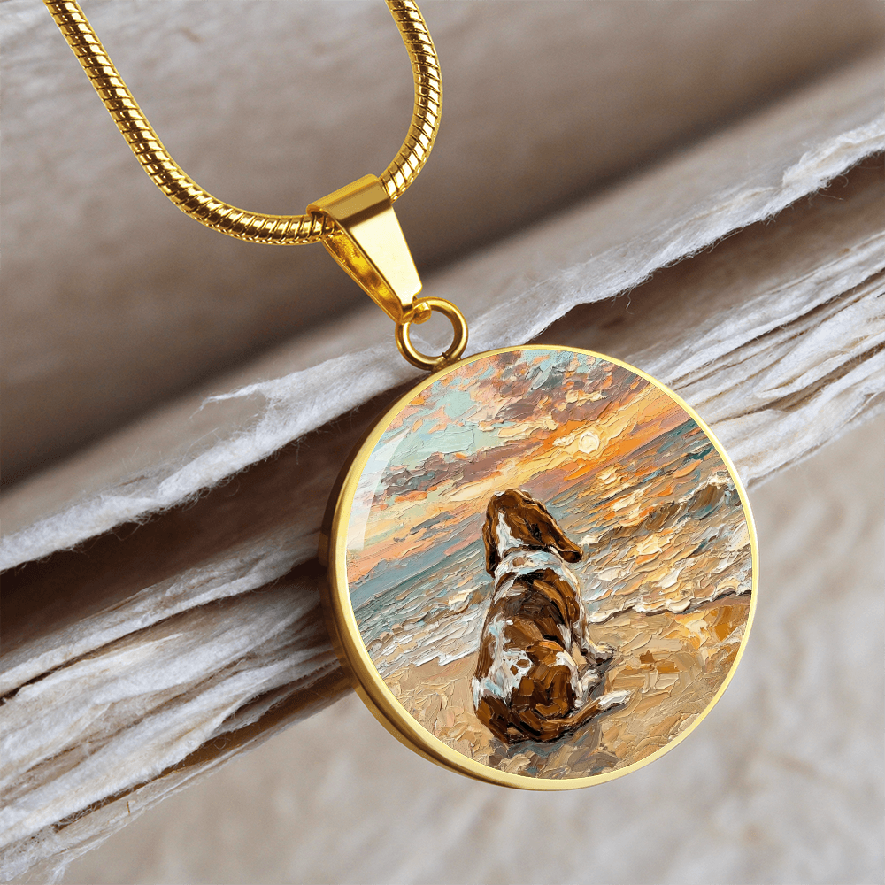 Beach Days - Basset Hound Round Necklace