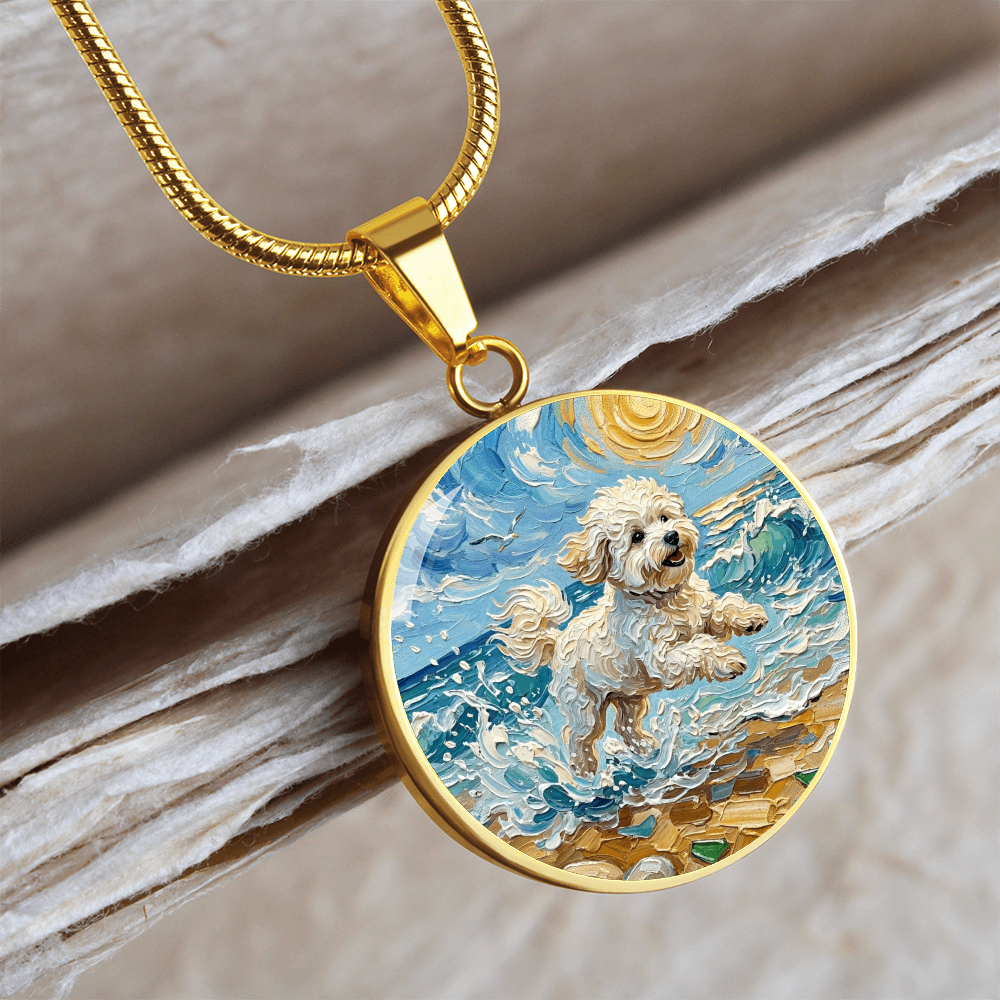Beach Day - Bichon Frise 2 Round Necklace