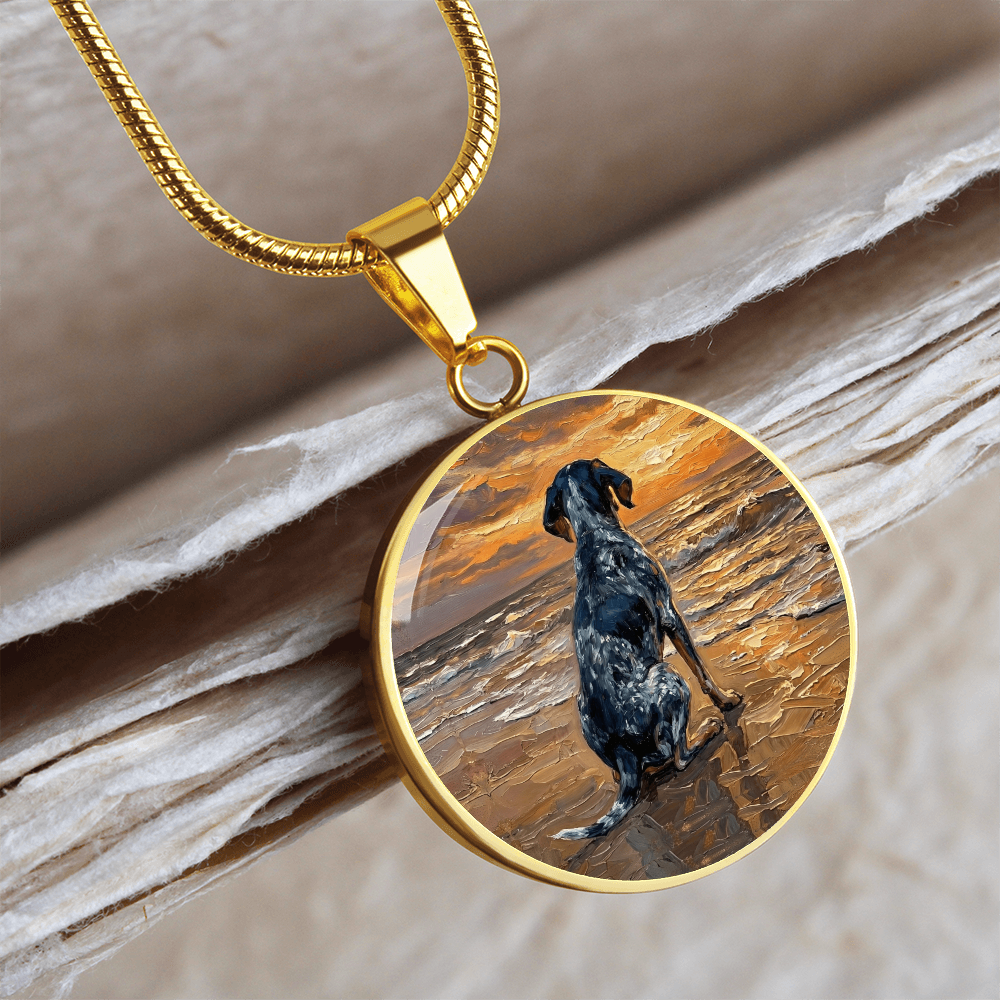Beach Days - Blue Tick Coonhound Round Necklace