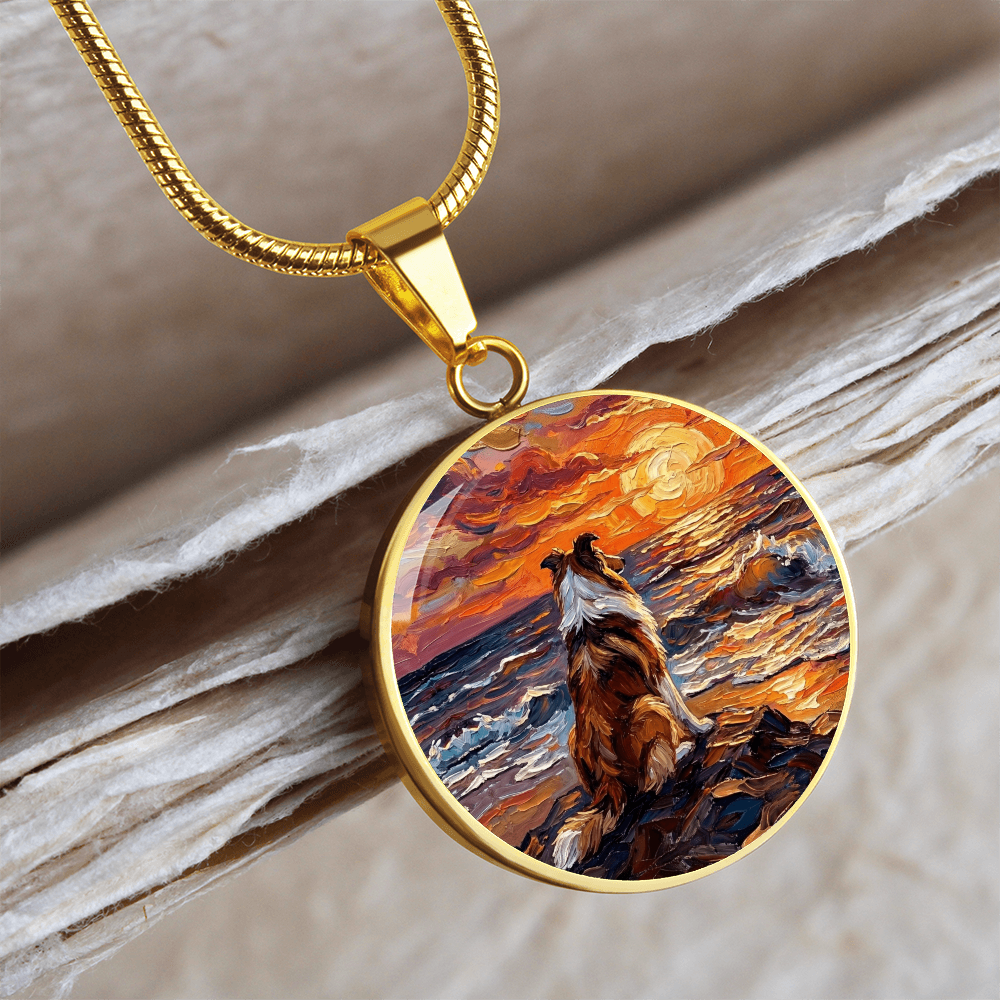 Beach Night - Collie Round Necklace