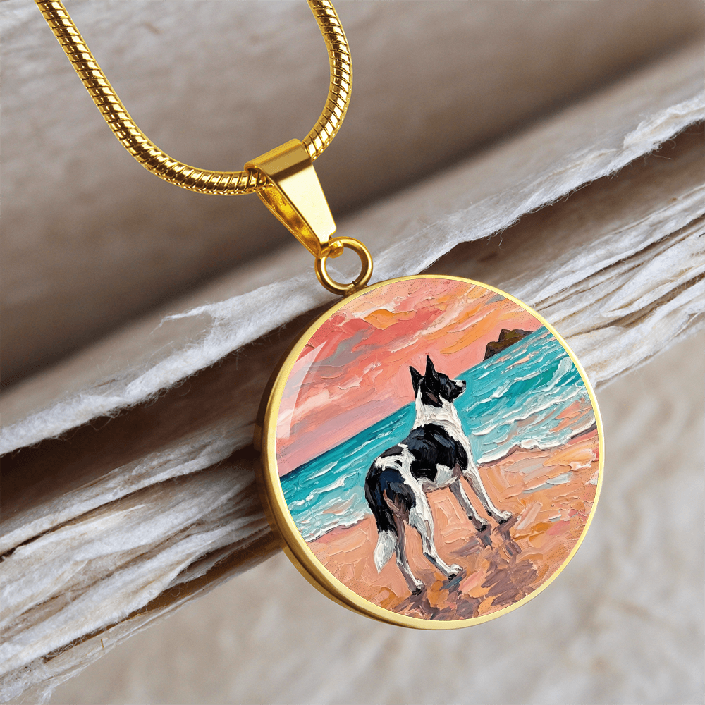 Beach Day - Canaan Dog Round Necklace