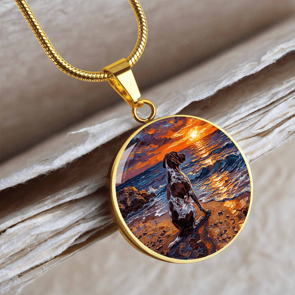 Beach Day - German Pointer Round Necklace