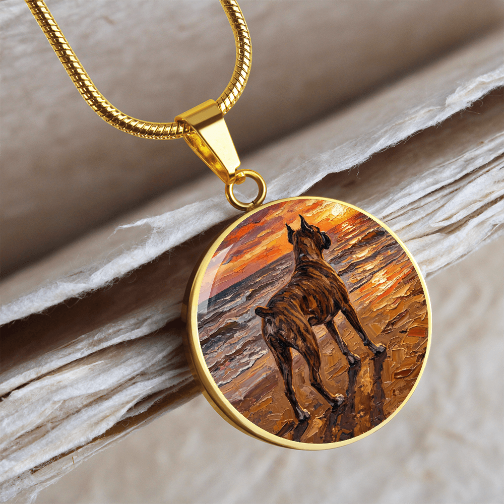 Beach Day - Brindle Boxer Round Necklace
