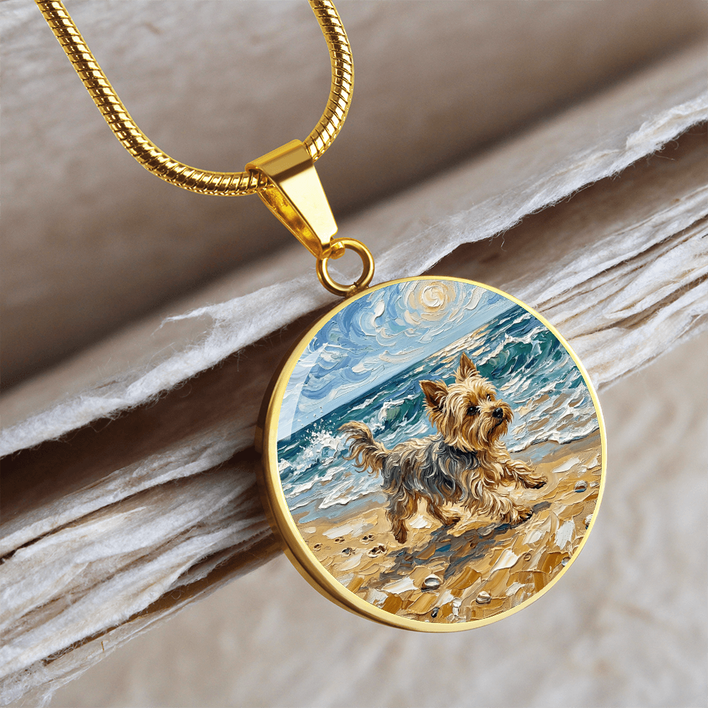 Beach Days - Yorkie Round Necklace
