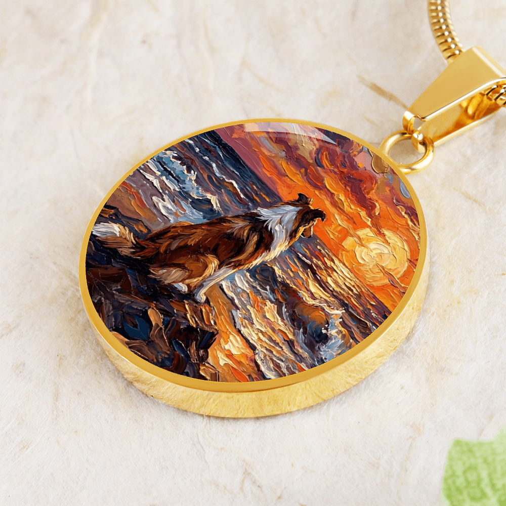 Beach Night - Collie Round Necklace