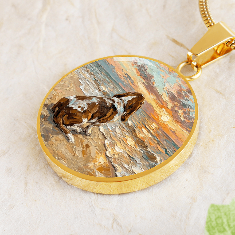 Beach Days - Basset Hound Round Necklace