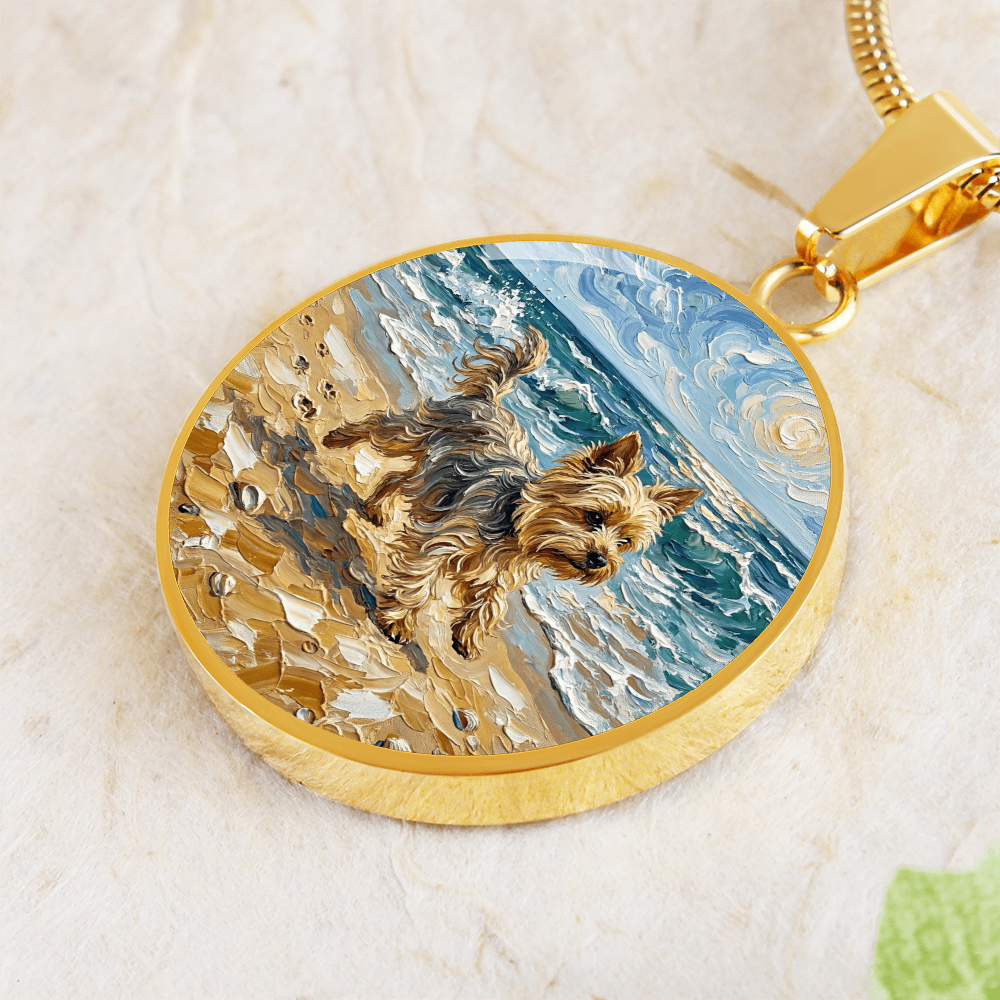 Beach Days - Yorkie Round Necklace