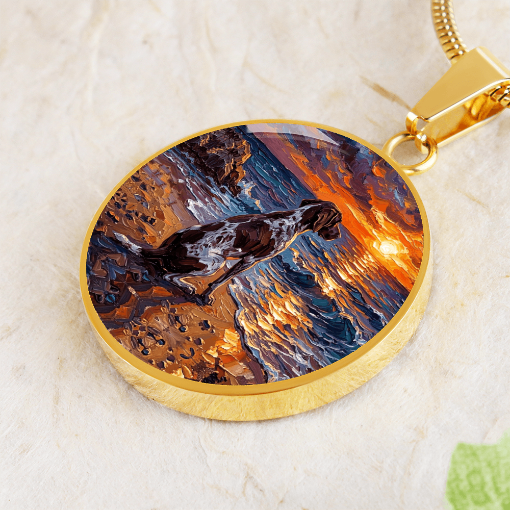Beach Day - German Pointer Round Necklace