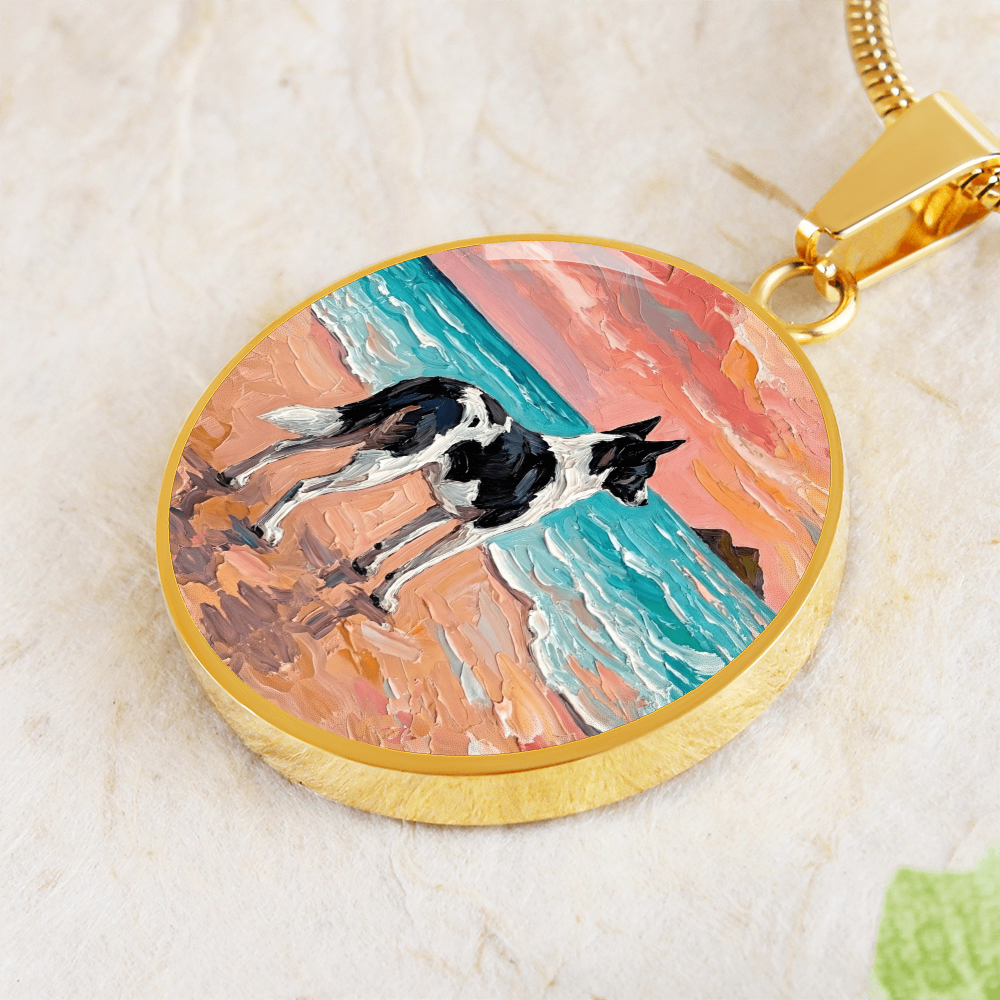 Beach Day - Canaan Dog Round Necklace