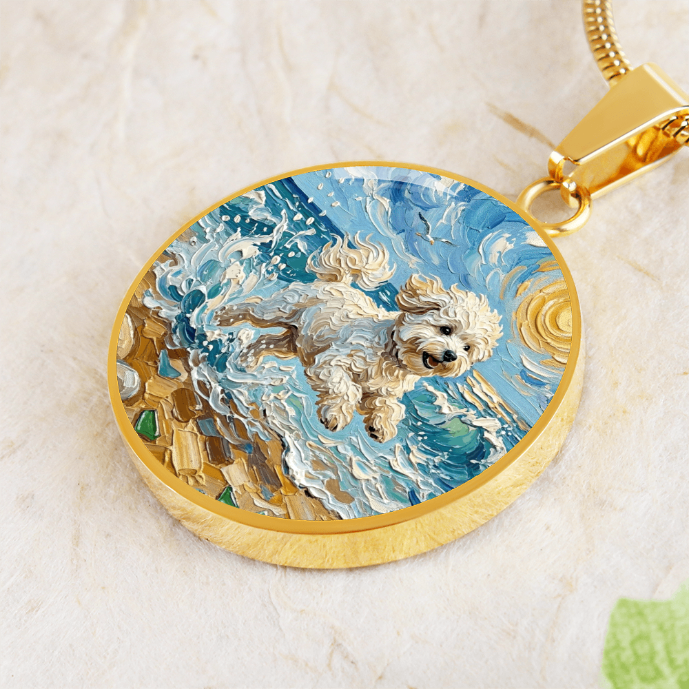 Beach Day - Bichon Frise 2 Round Necklace