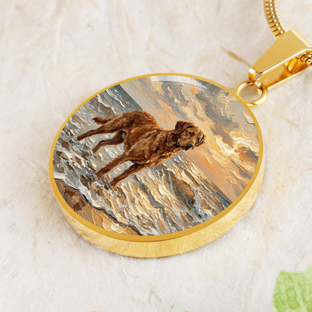 Beach Day - Chesapeake Bay Retriever Round Necklace
