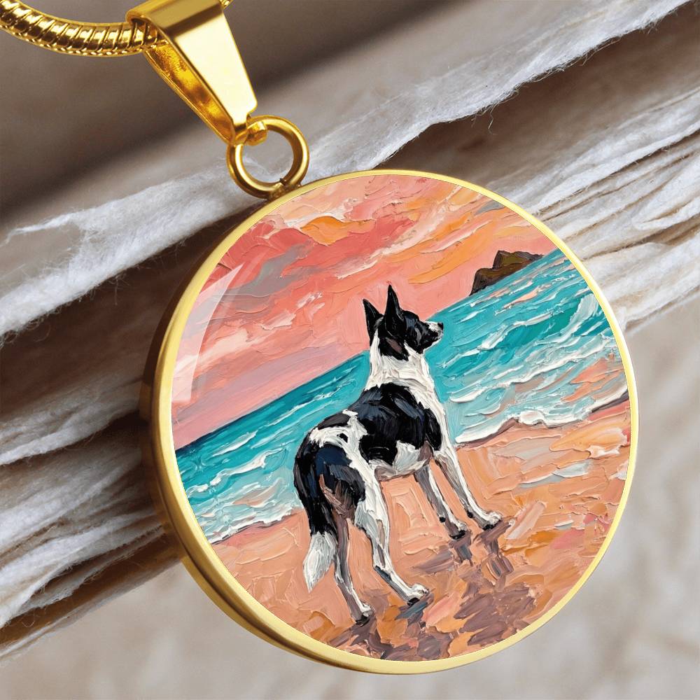 Beach Day - Canaan Dog Round Necklace