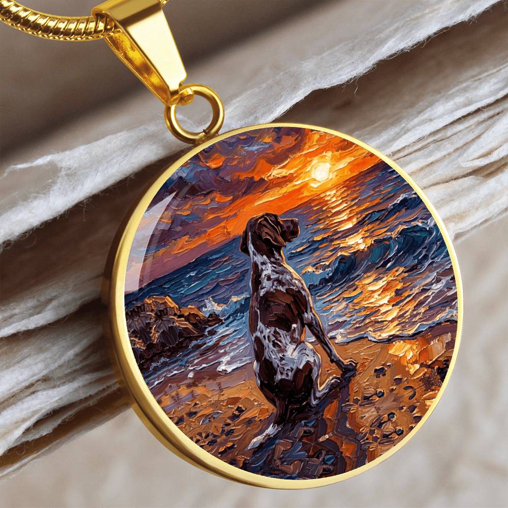 Beach Day - German Pointer Round Necklace