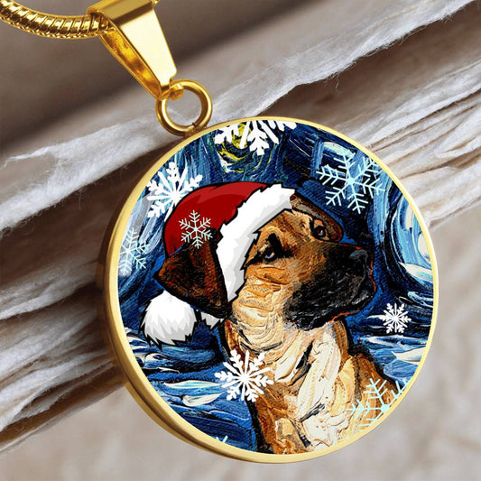 Santa Black Mouth Curr Starry Night Round Necklace