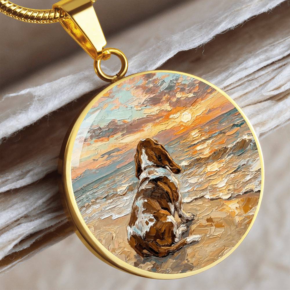 Beach Days - Basset Hound Round Necklace
