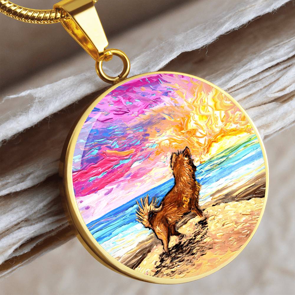 Beach Days - Chihuahua Starry Night Round Necklace