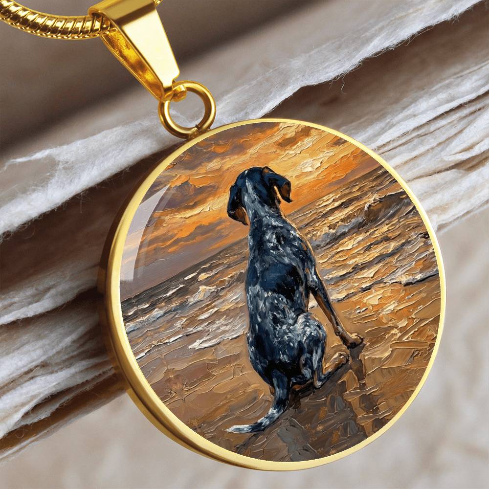 Beach Days - Blue Tick Coonhound Round Necklace