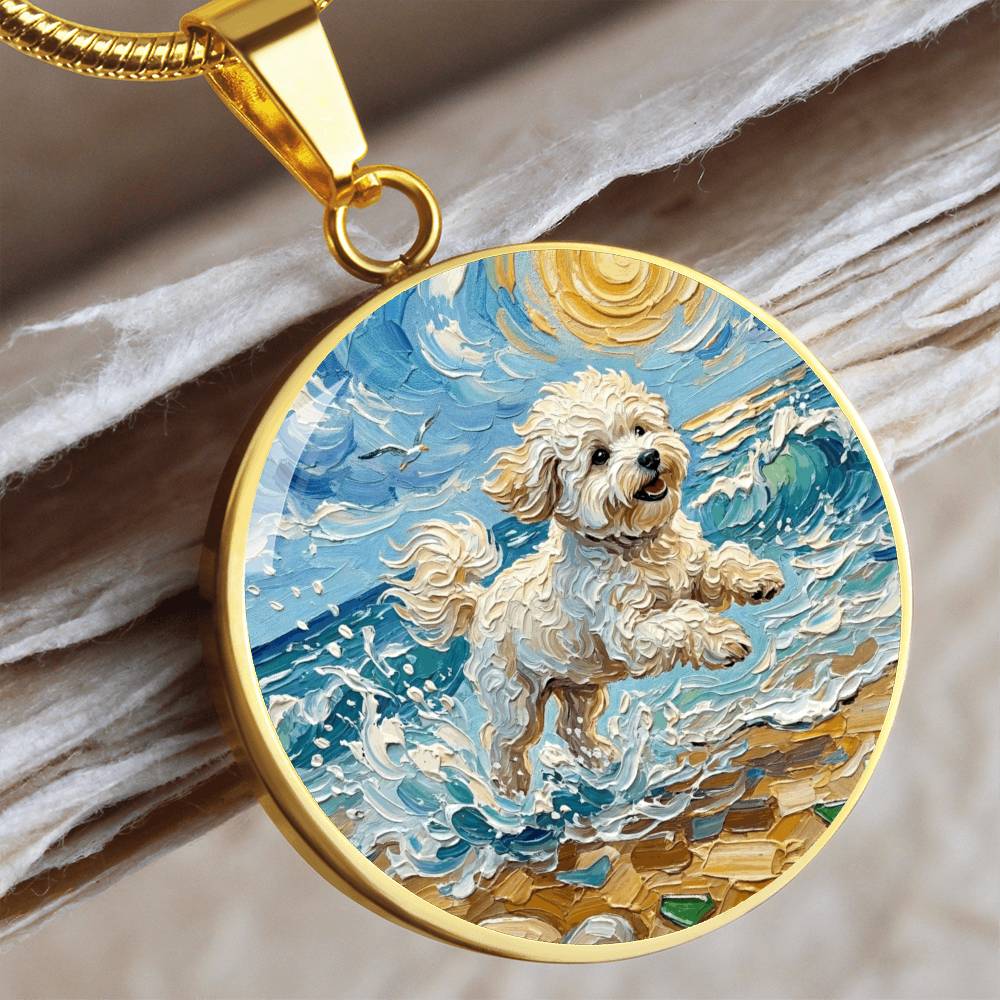 Beach Day - Bichon Frise 2 Round Necklace
