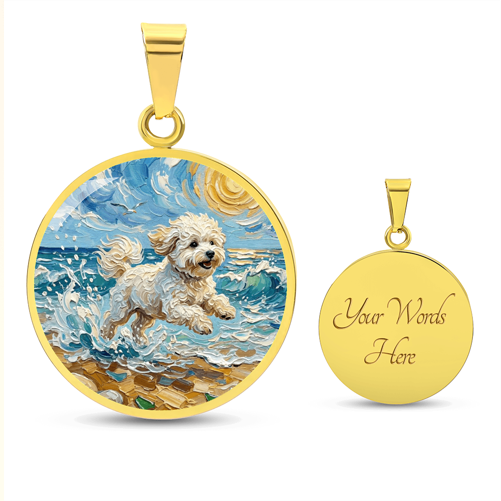 Beach Day - Bichon Frise 2 Round Necklace