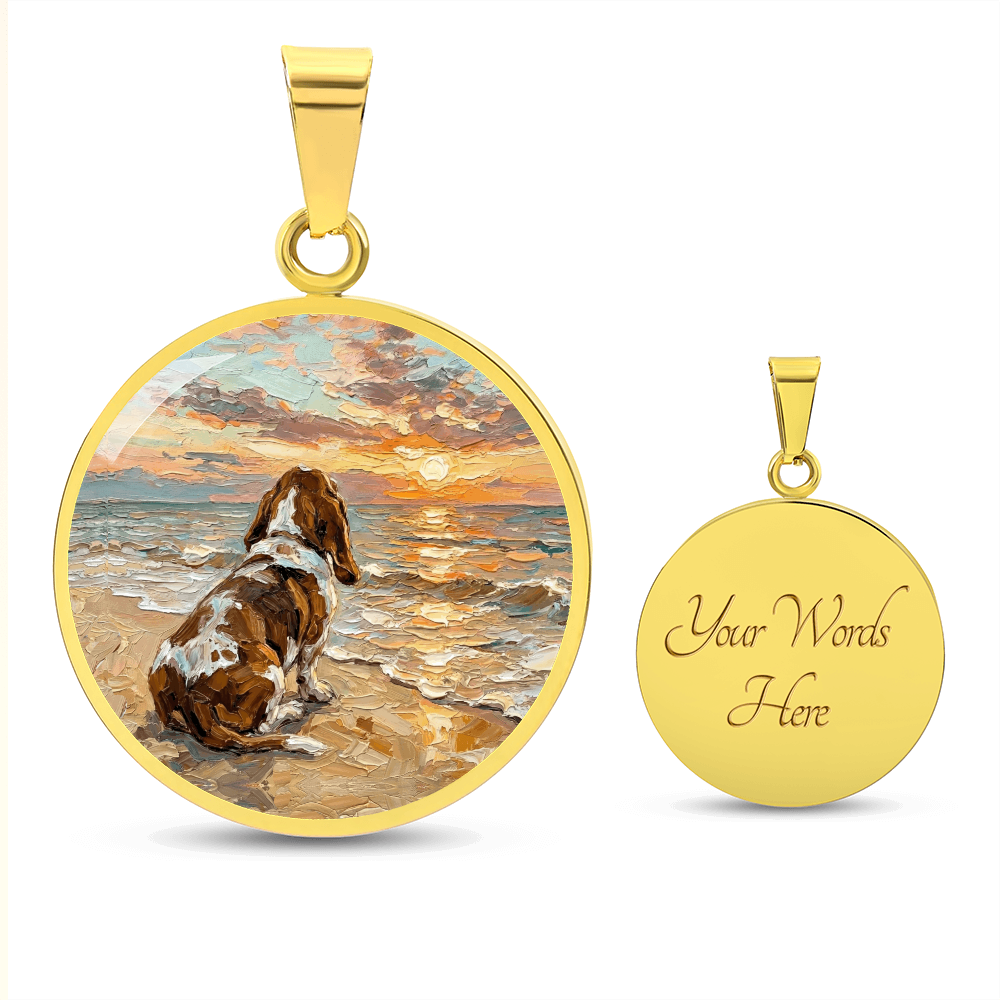 Beach Days - Basset Hound Round Necklace