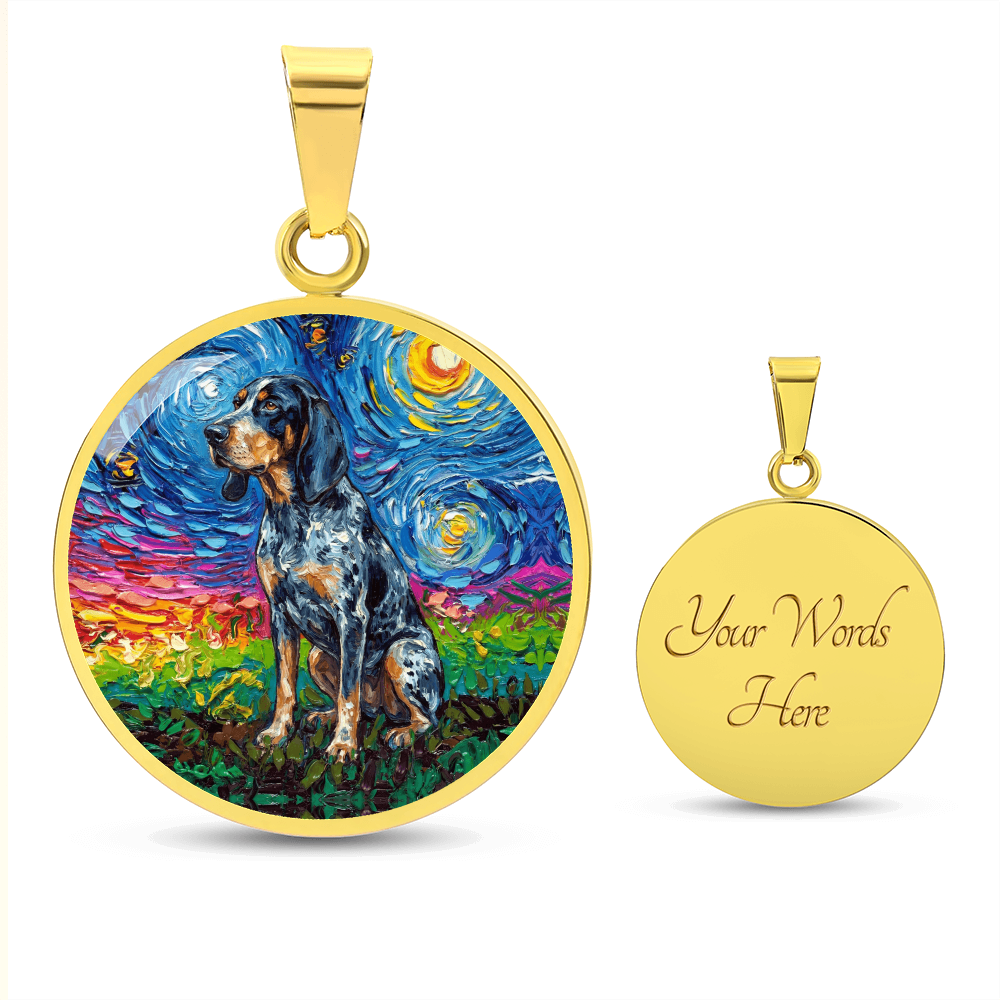 Blue Tick Coonhound Starry Night Round Necklace