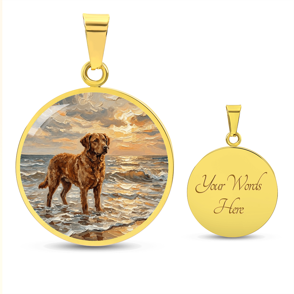 Beach Day - Chesapeake Bay Retriever Round Necklace