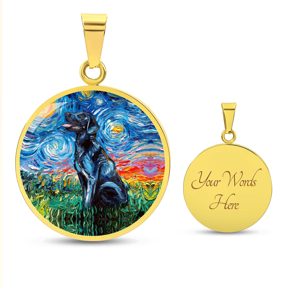 Black Labrador Starry Night Round Necklace