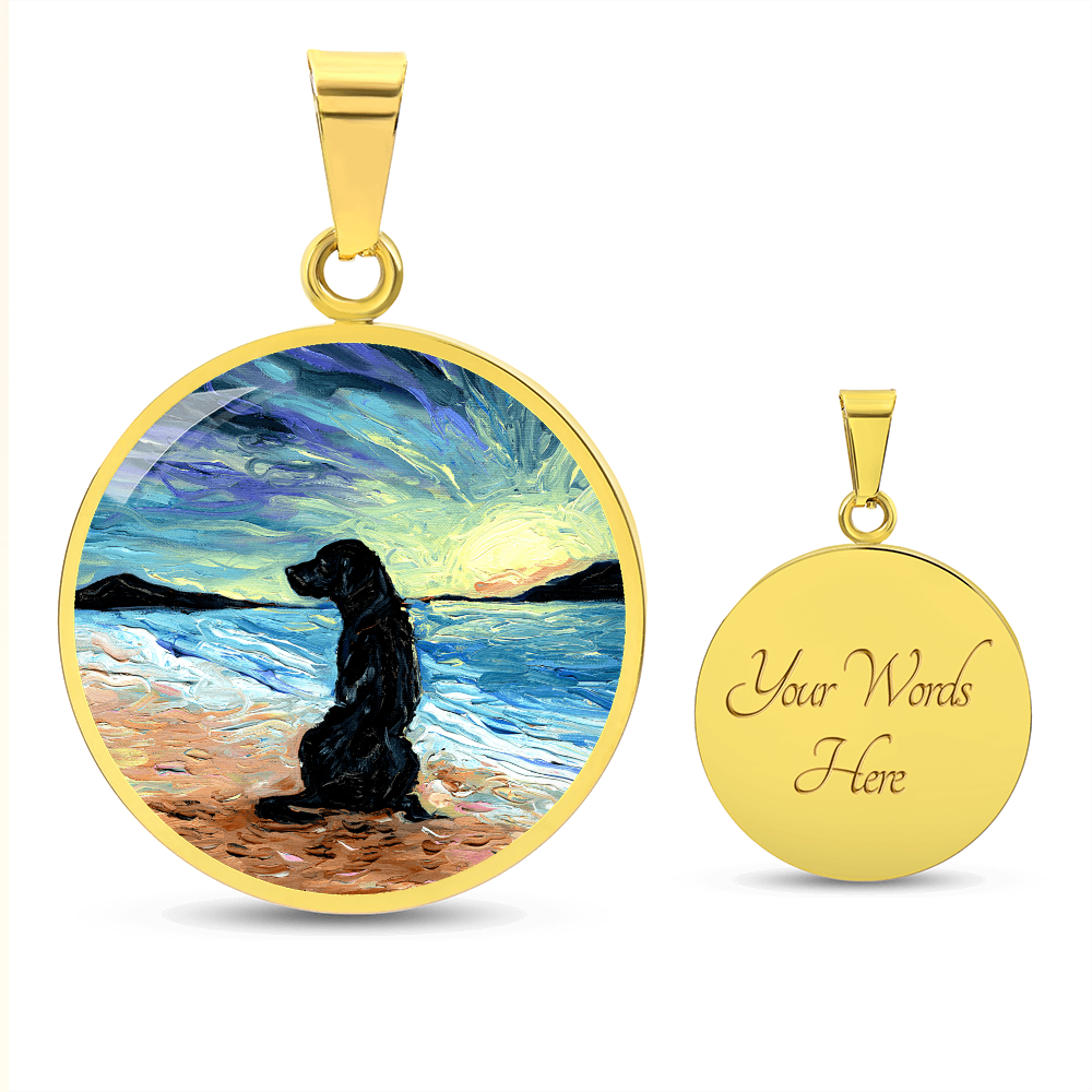 Beach Days - Black Labrador Round Necklace