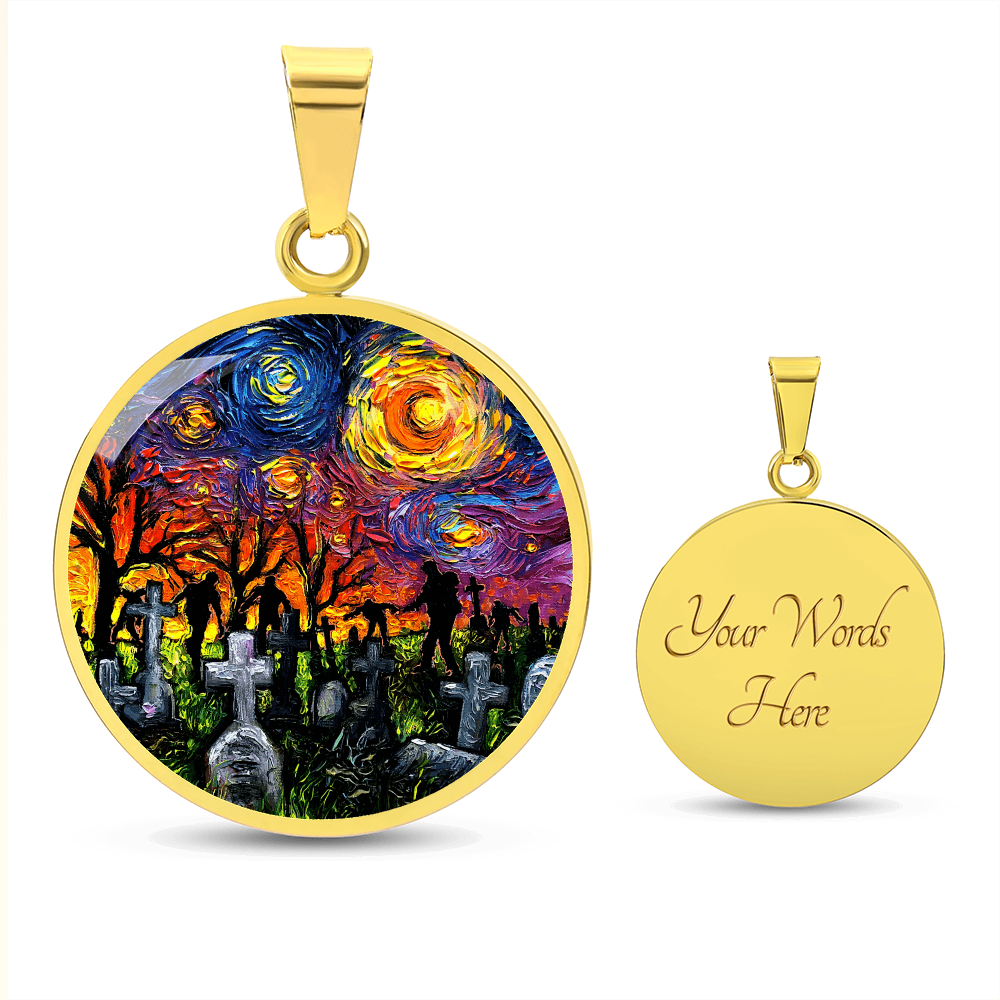 Starry Night of the Living Dead Round Necklace