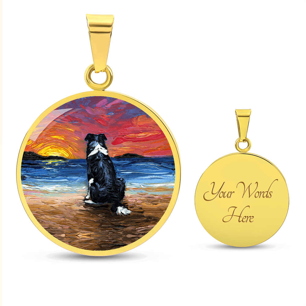 Beach Days - Border Collie Starry Night Round Necklace