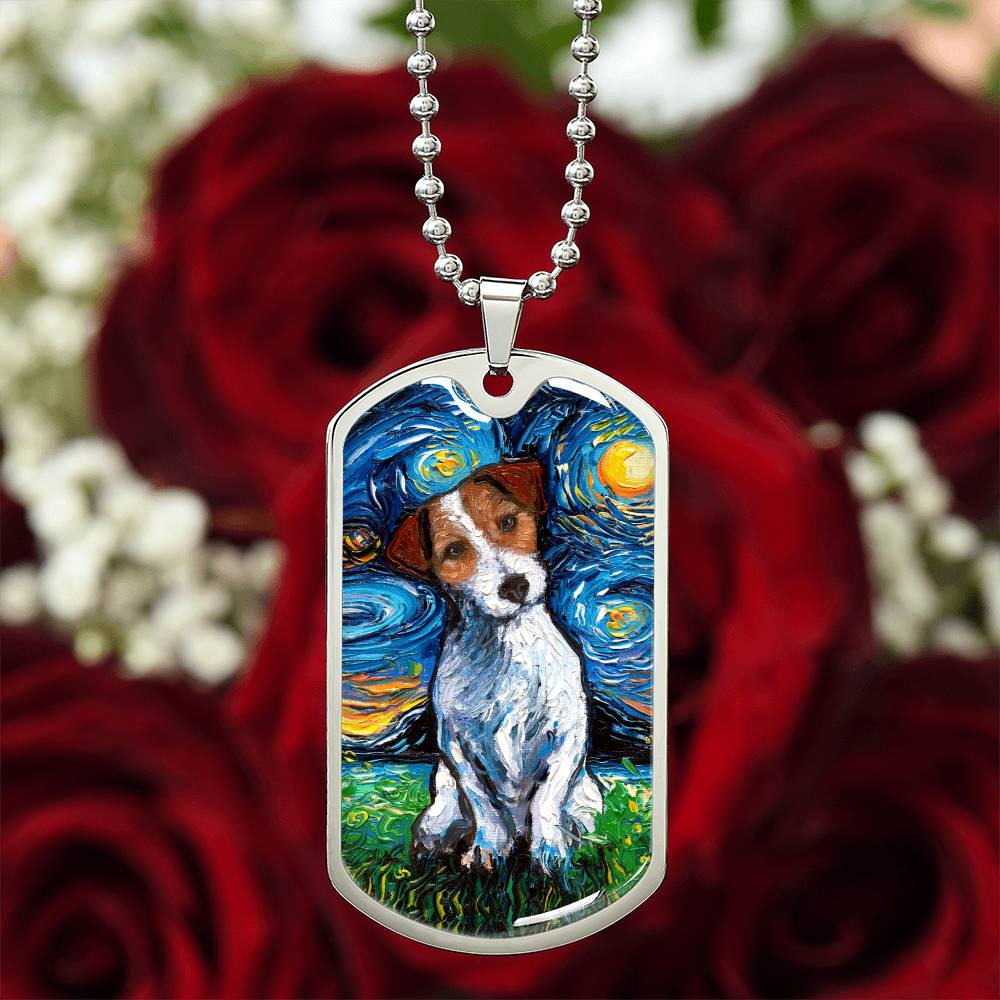 Jack Russell Starry Night Dog Tag Necklace
