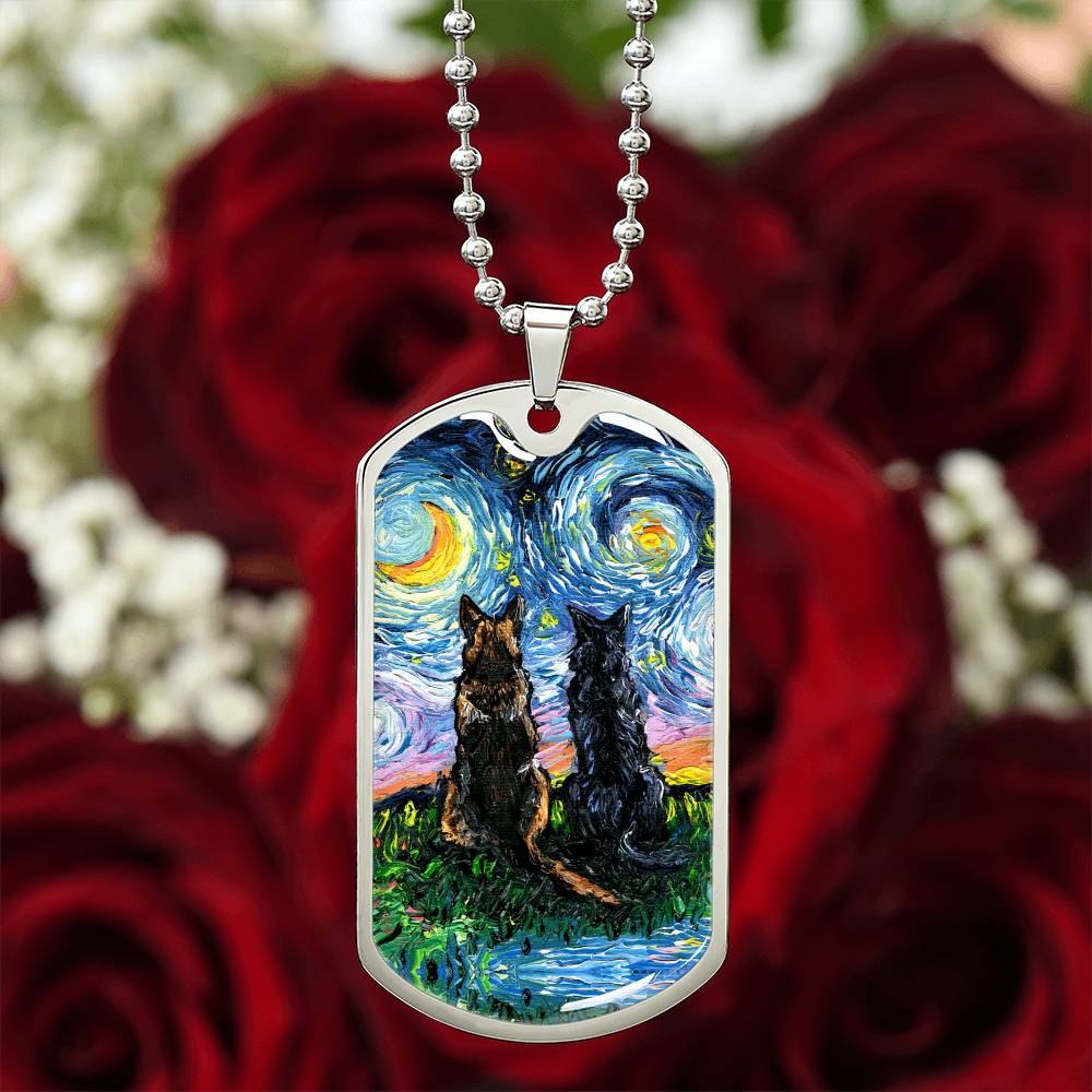 Soulmates Starry Night Dog Tag Necklace