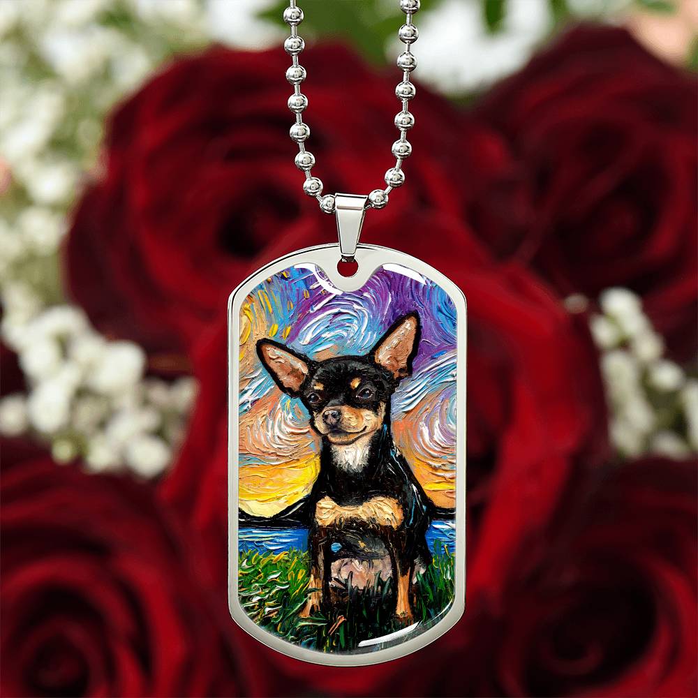 Black and Tan Chihuahua Dog Tag Necklace