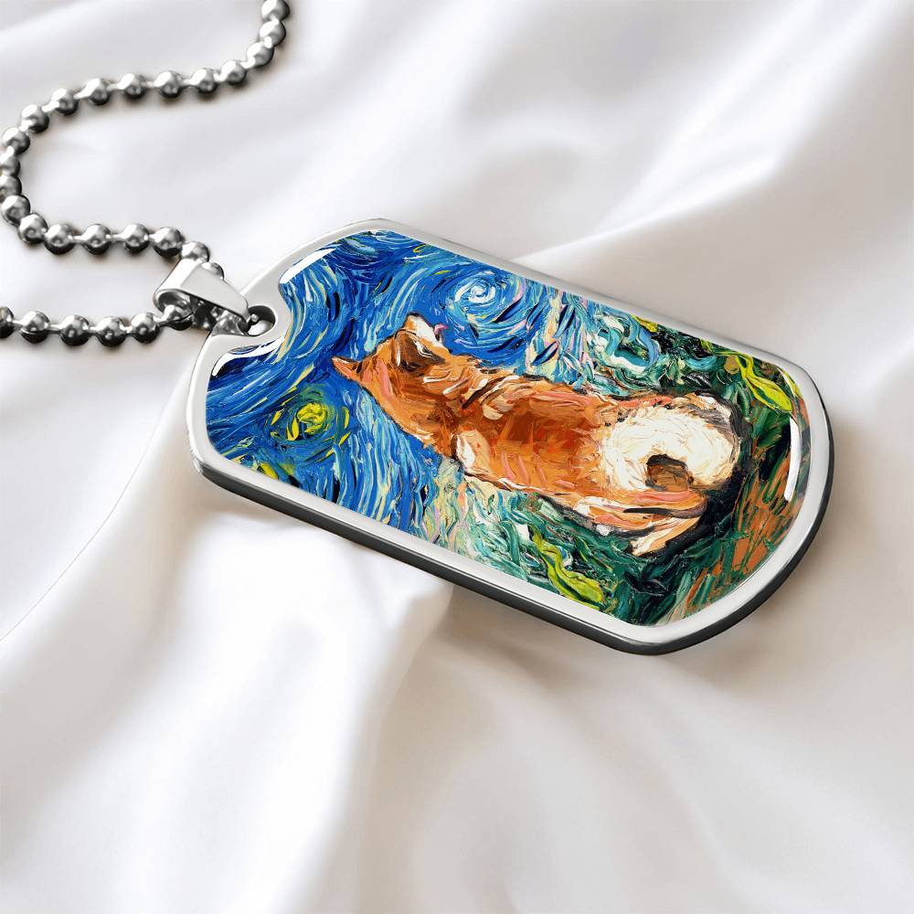 Shiba Inu Starry Night Dog Tag Necklace