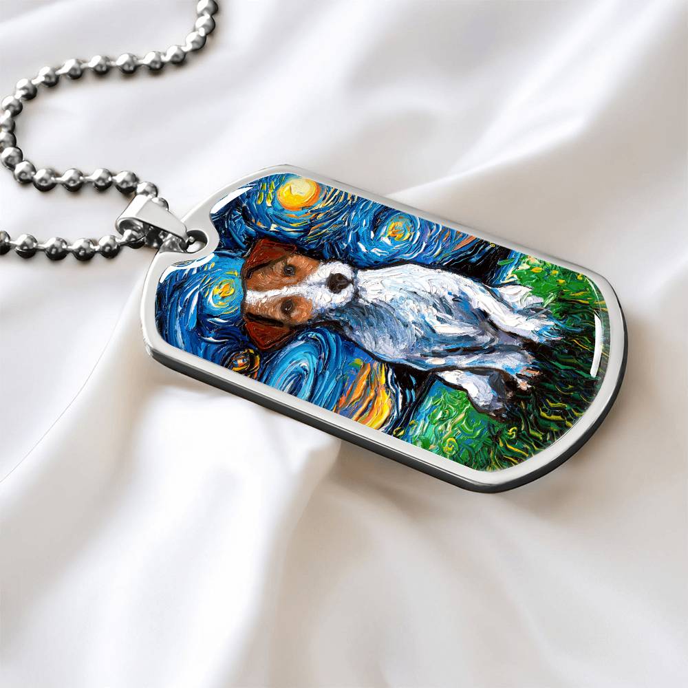 Jack Russell Starry Night Dog Tag Necklace