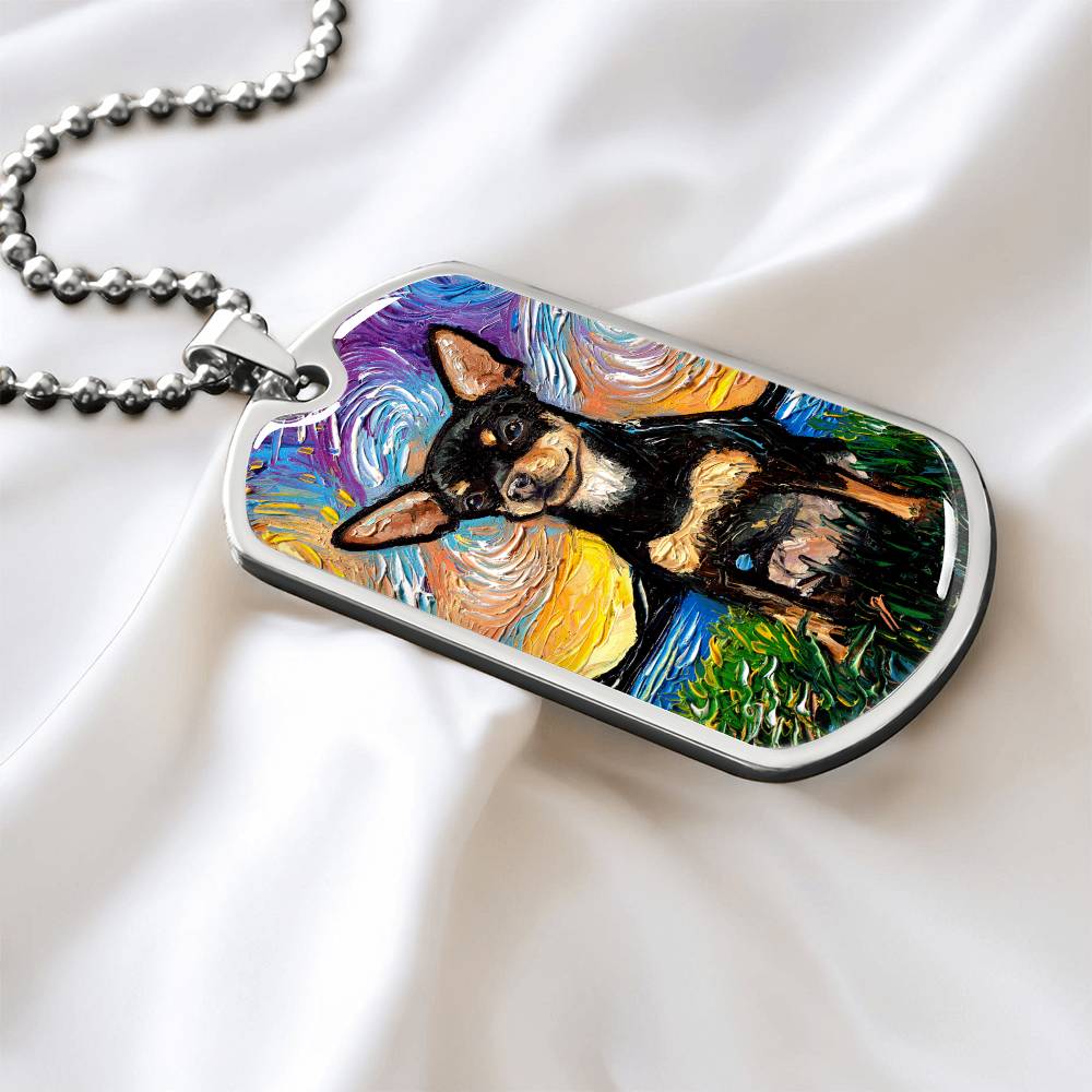 Black and Tan Chihuahua Dog Tag Necklace
