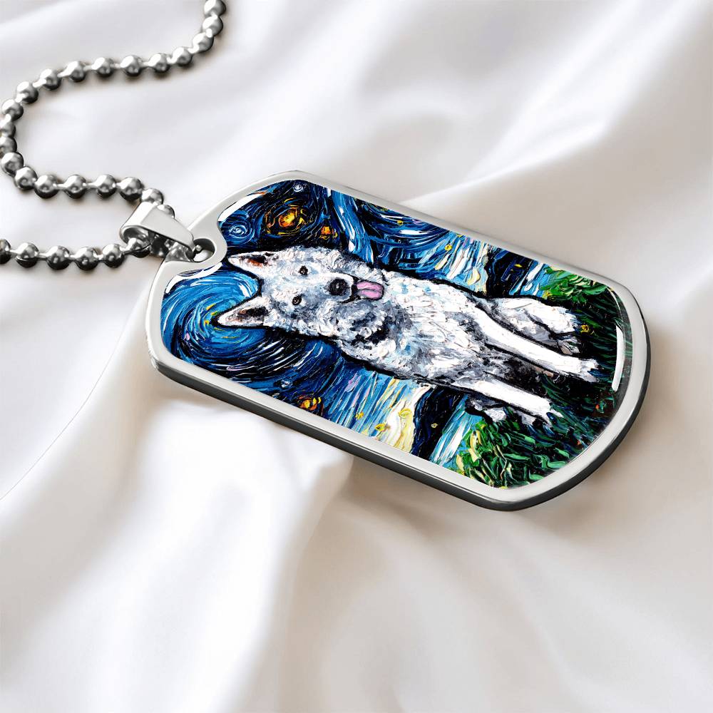 Swiss Shepherd Starry Night Dog Tag Necklace
