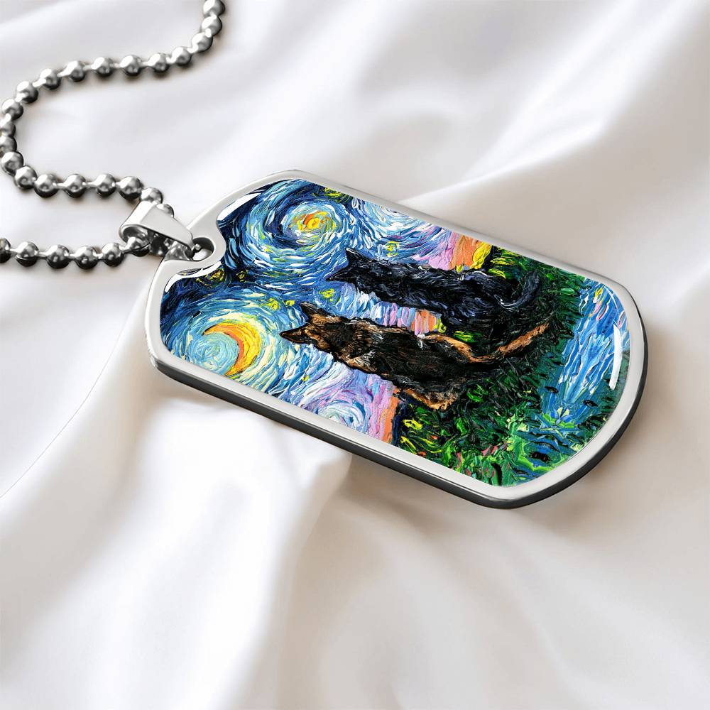 Soulmates Starry Night Dog Tag Necklace