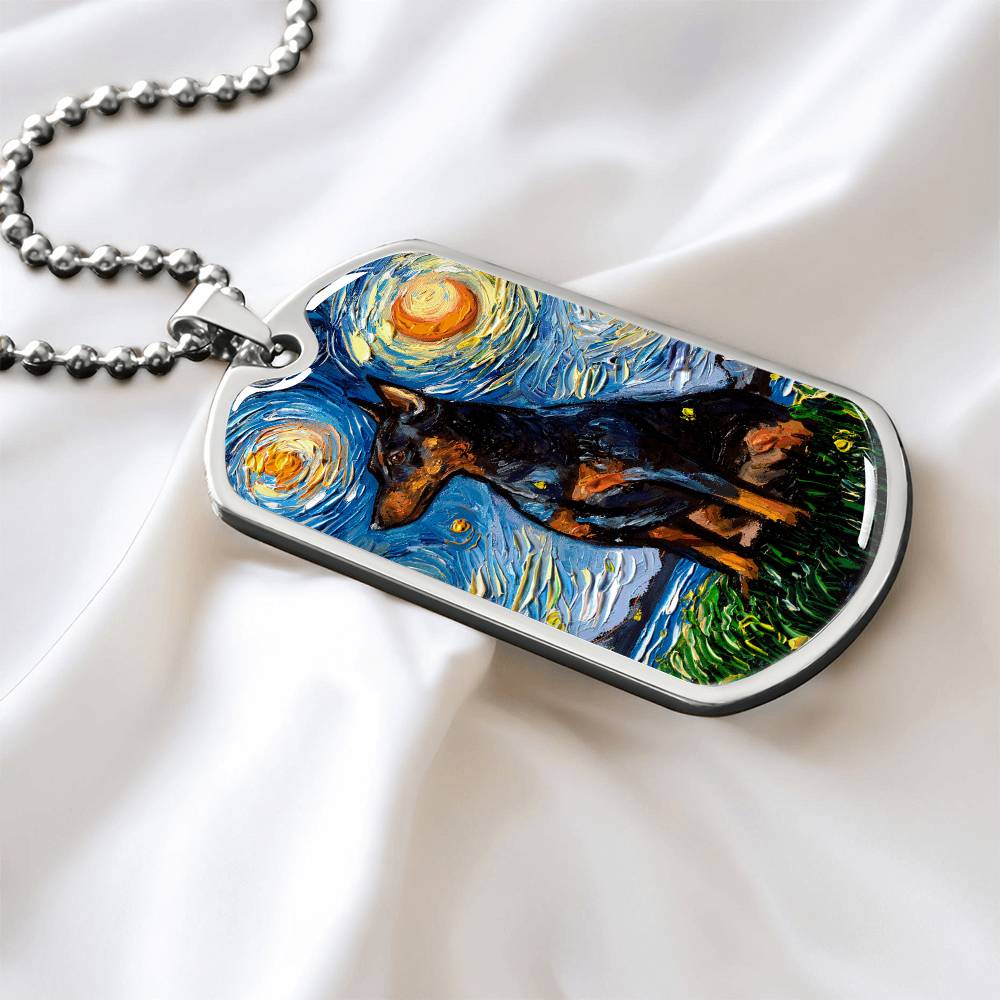 Miniature Pinscher Starry Night Dog Tag Necklace